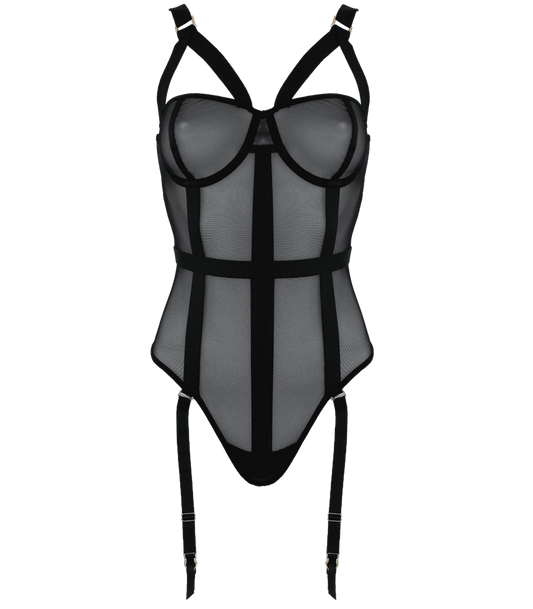 Muse Black Mesh One Piece Womens Fetish Teddy - Her Fetish