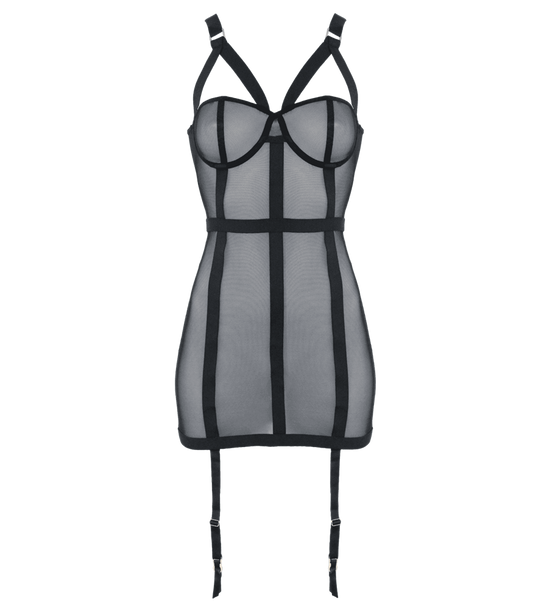 Muse Elastic Banding Black Mesh Womens Dress - Her Fetish