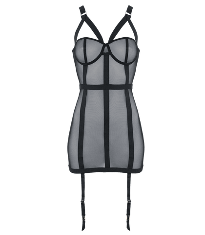 Muse Elastic Banding Black Mesh Womens Dress - Her Fetish