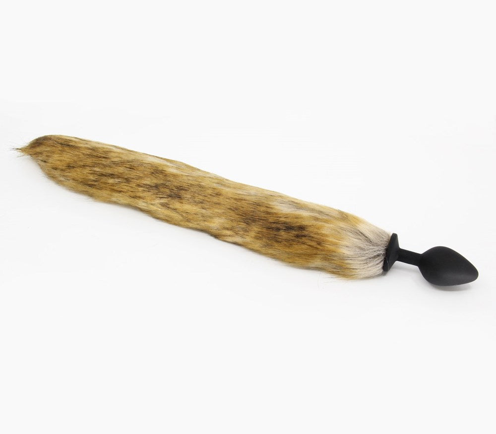 Love In Leather Fox Tail Silicone Butt Plug Small - Brown Animal Print - Butt Plugs