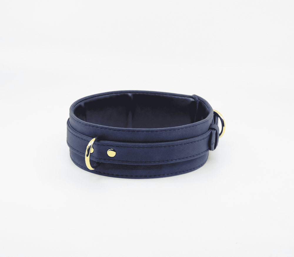 Love In Leather Premium Faux Leather Collar & Leads - Blue - Collars and Leads