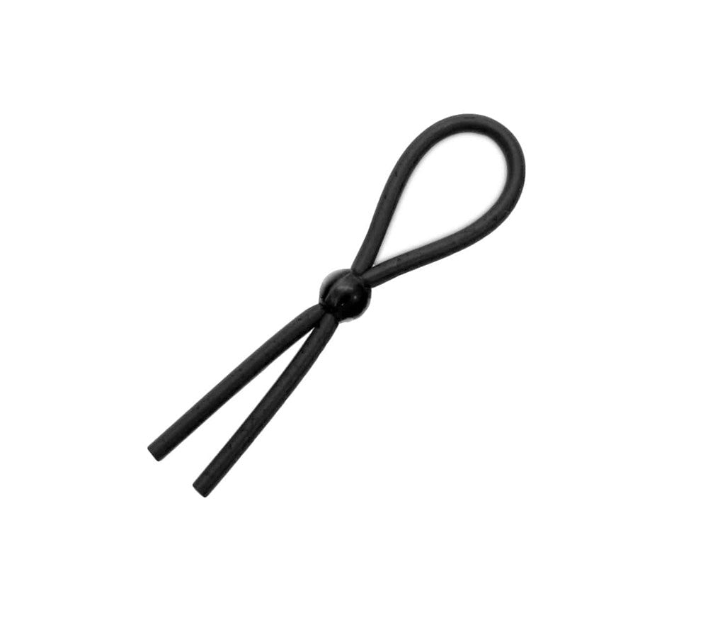 Love In Leather Adjustable Lasso Male Cock Ring - Black - Cock Rings