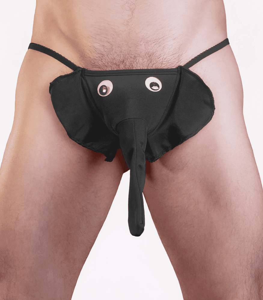 Muse Lingerie Mens Novelty Elephant G-String - Black - Jocks and G-Strings
