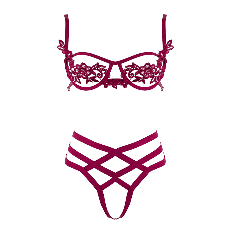 Muse Womens Bra with Cut Out Bust Red XL - Default Title - Her Fetish
