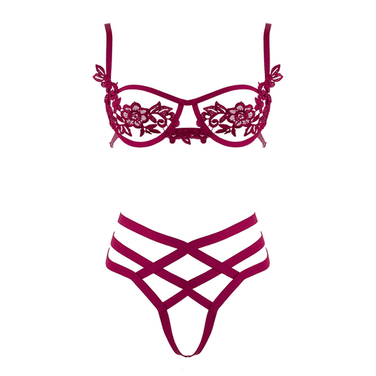 Muse Womens Bra with Cut Out Bust Red XL - Her Fetish