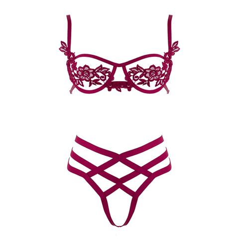 Muse Womens Bra with Cut Out Bust Red XL - Her Fetish