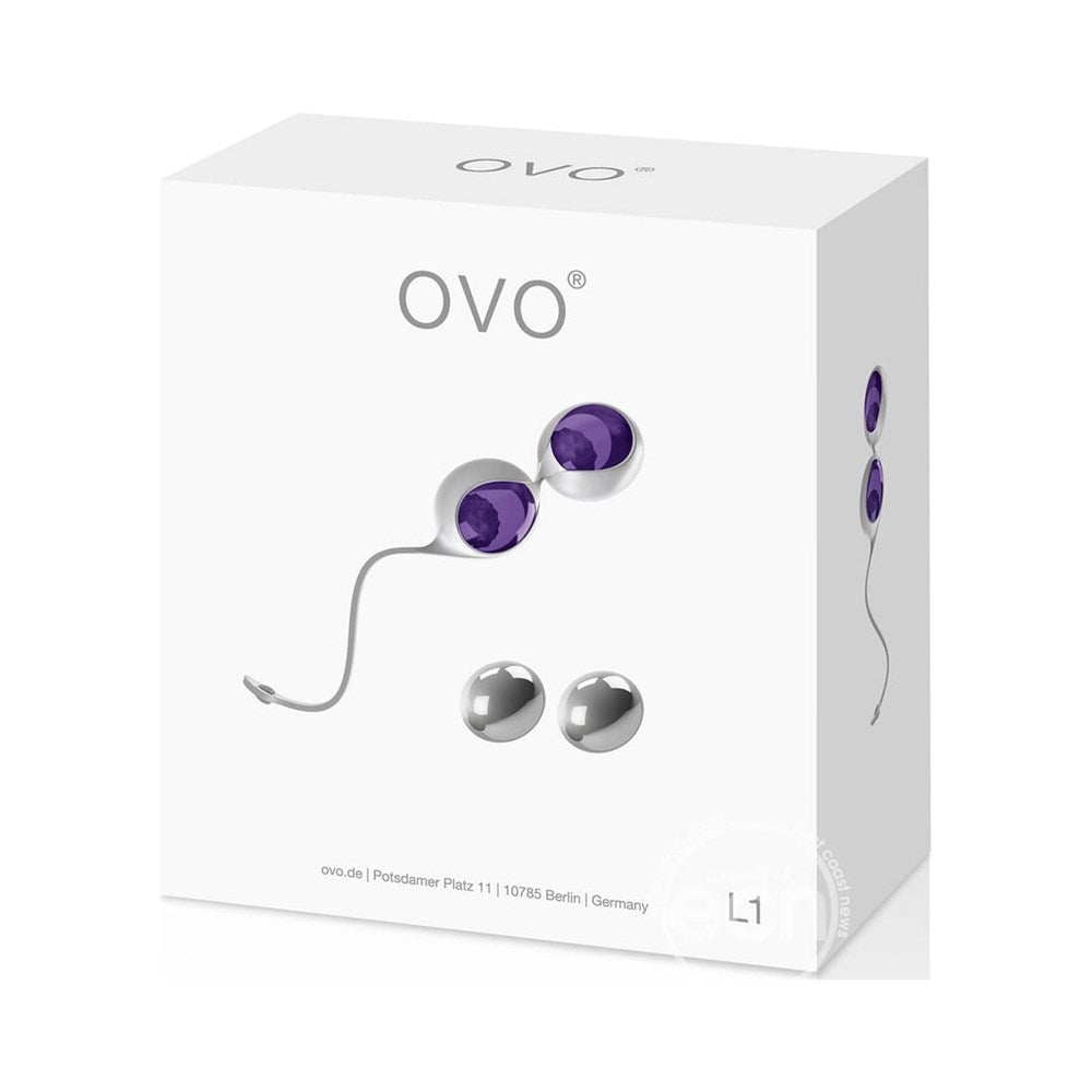 OVO L1 Silicone Kegel Love Balls White/Lilac - - Love Eggs and Kegel Exercisers