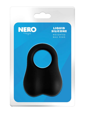 Playful Nero Liquid Silicone Weighted Ball Ring - Stretchy Cock Rings
