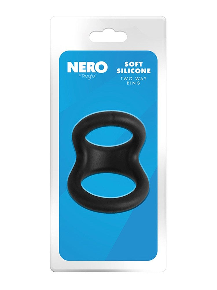 Playful Nero Soft Silicone Two Way Cock Ring - Stretchy Cock Rings