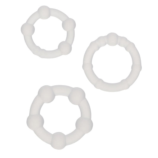 CalExotics Alpha Liquid Silicone Beaded Cock Rings - Cock Ring Sets