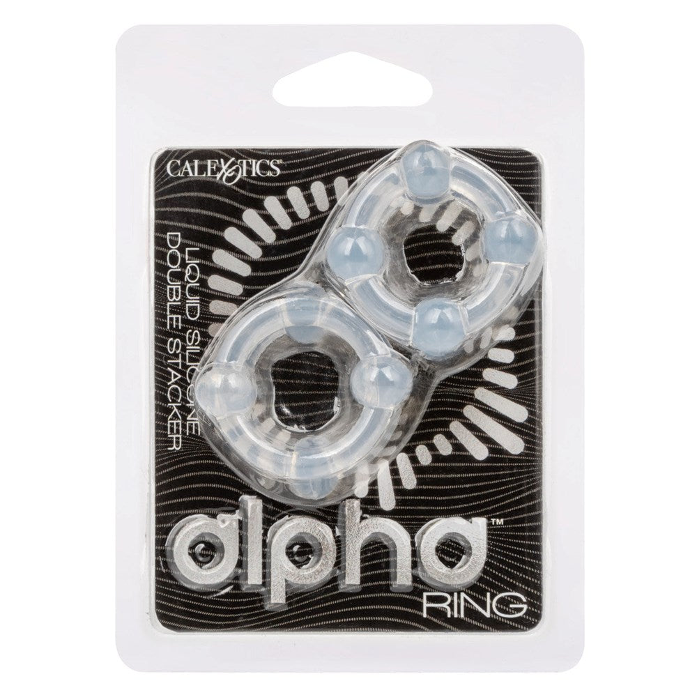 CalExotics Alpha Liquid Silicone Double Stacker Cock Ring - - Cock Ring Sets