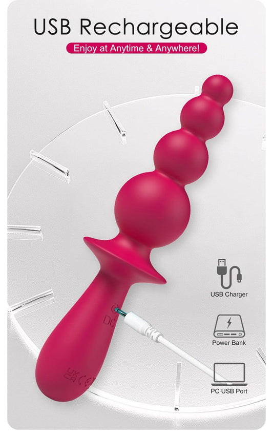 Party Up EVAJANE USB Rechargeable Beaded Vibrator - Anal Beads and Balls