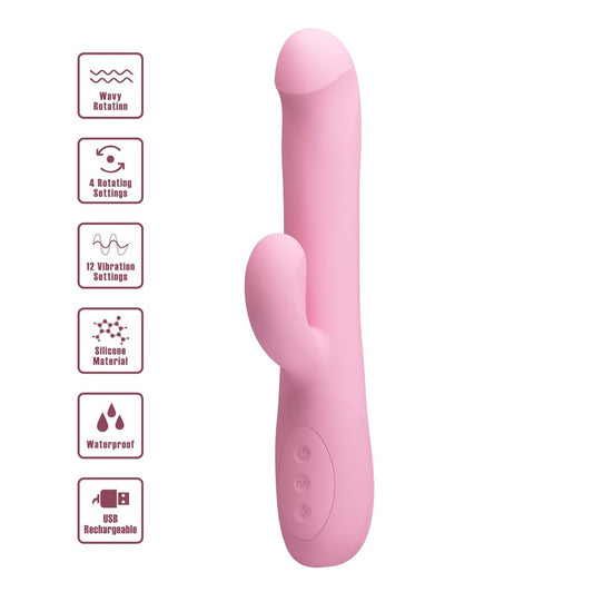 Party Up DEAN Wavy Rechargeable Rotating Rabbit Vibrator - Rabbit Vibrators