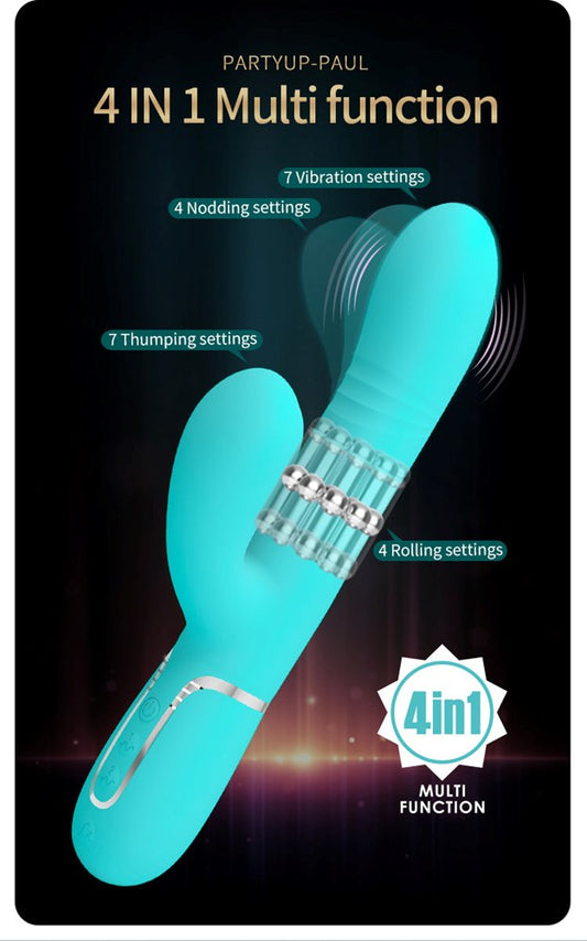 Party Up PAUL Rolling Beads Thrusting Rabbit Vibrator - Rabbit Vibrators