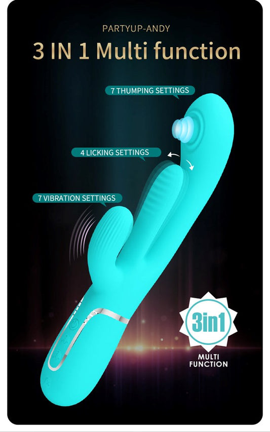 Party Up ANDY Multi Function Rabbit Vibrator With Tip - Rabbit Vibrators