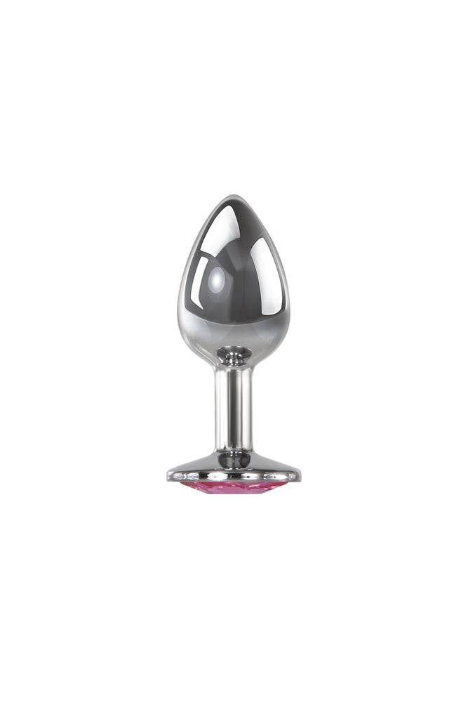 Adam & Eve Metal Butt Plug with Pink Gem Small - Butt Plugs