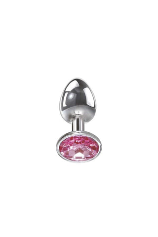 Adam & Eve Metal Butt Plug with Pink Gem Small - Butt Plugs