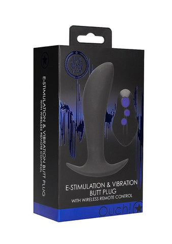 OUCH! e-Stim & Vibrating Butt Plug with Wireless Remote - Butt Plugs