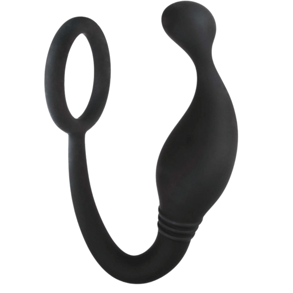 Excellent Power Prostate Plug with Love Ring Black - - Prostate Toys
