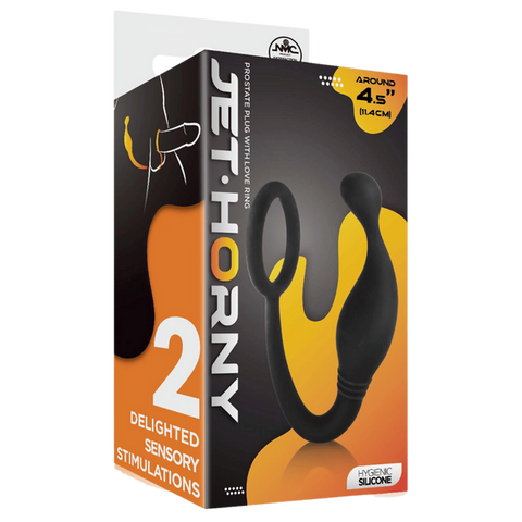 Excellent Power Prostate Plug with Love Ring Black - Prostate Toys