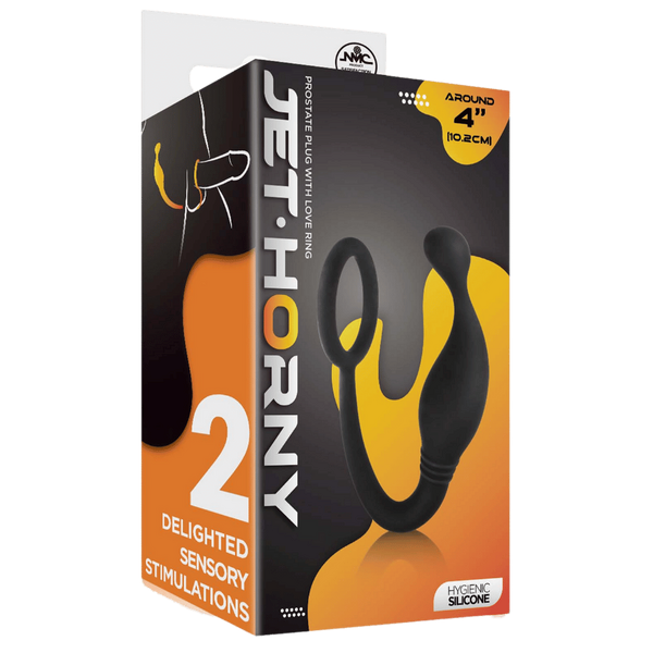 Excellent Power Prostate Plug with Love Ring Black - 4 Inches - Prostate Toys