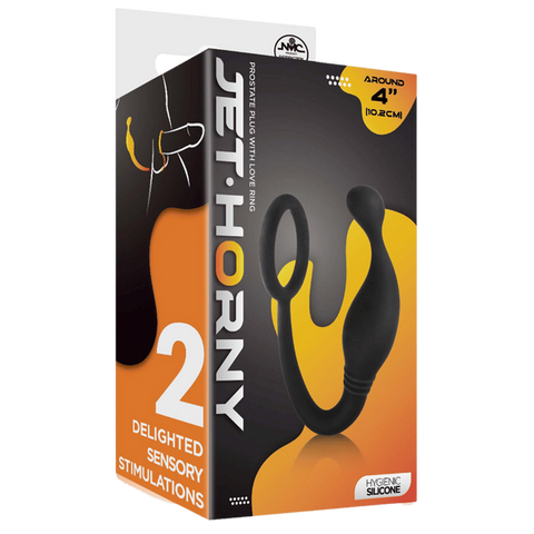 Excellent Power Prostate Plug with Love Ring Black - Prostate Toys