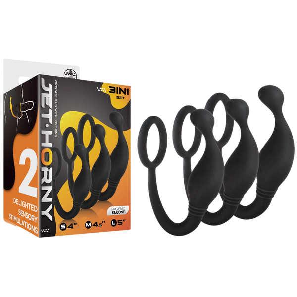 Excellent Power 3 Piece Prostate Plug with Love Ring - - Prostate Toys