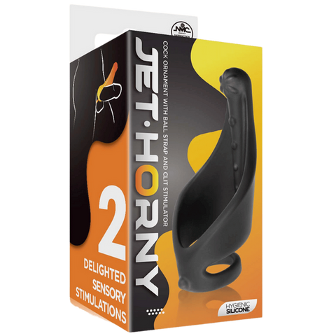 Excellent Power Cock Ring with Strap and Stimulator Black - Stretchy Cock Rings
