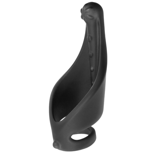 Excellent Power Cock Ring with Strap and Stimulator Black - Stretchy Cock Rings