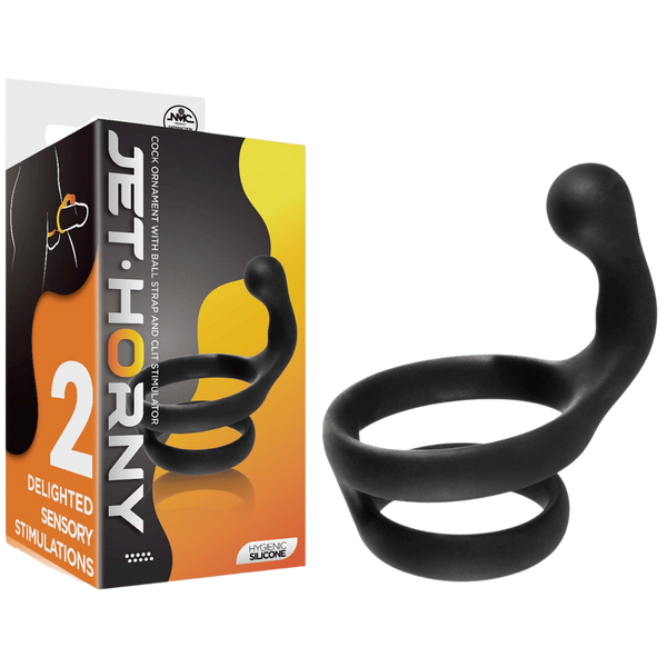 Excellent Power Cock Ring with Clitoral Stimulator Black - Stretchy Cock Rings