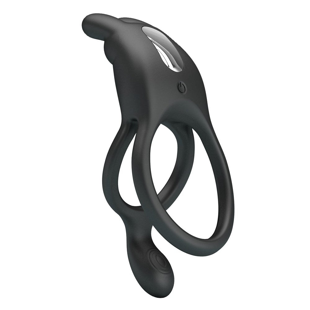 Pretty Love Rechargeable Seth Cock Ring Black - Vibrating Cock Rings