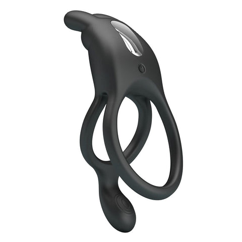 Pretty Love Rechargeable Seth Cock Ring Black - Vibrating Cock Rings
