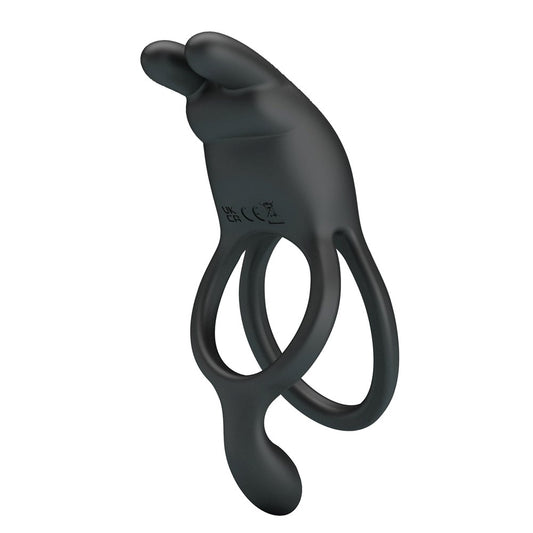 Pretty Love Rechargeable Seth Cock Ring Black - Vibrating Cock Rings