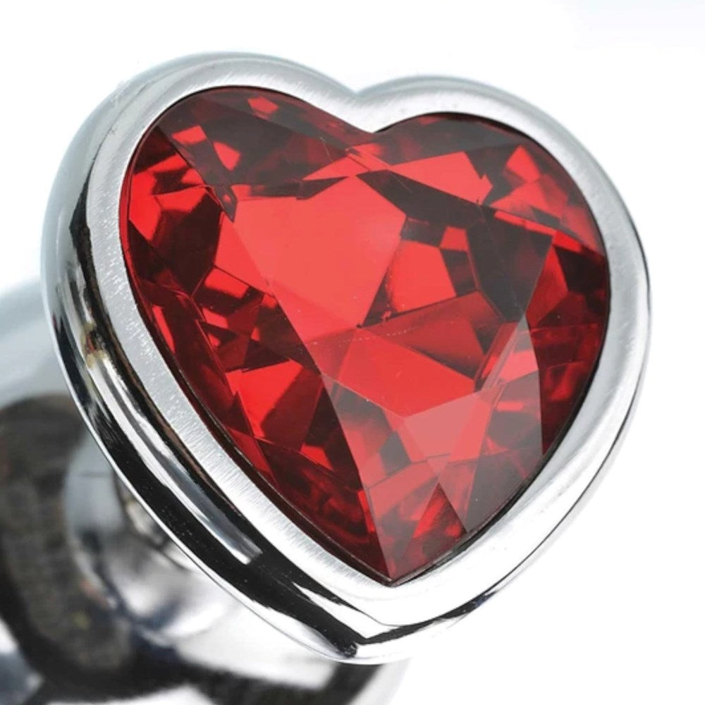 Adam & Eve Metallic Butt Plug with Red Heart Gem Base - Butt Plugs