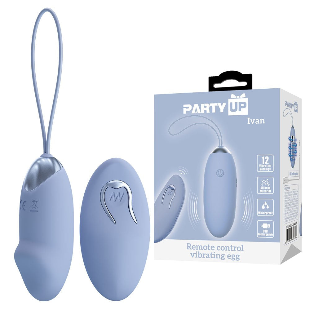 Party Up IVAN Rechargeable Vibrating Egg with Remote - - Love Eggs and Kegel Exercisers