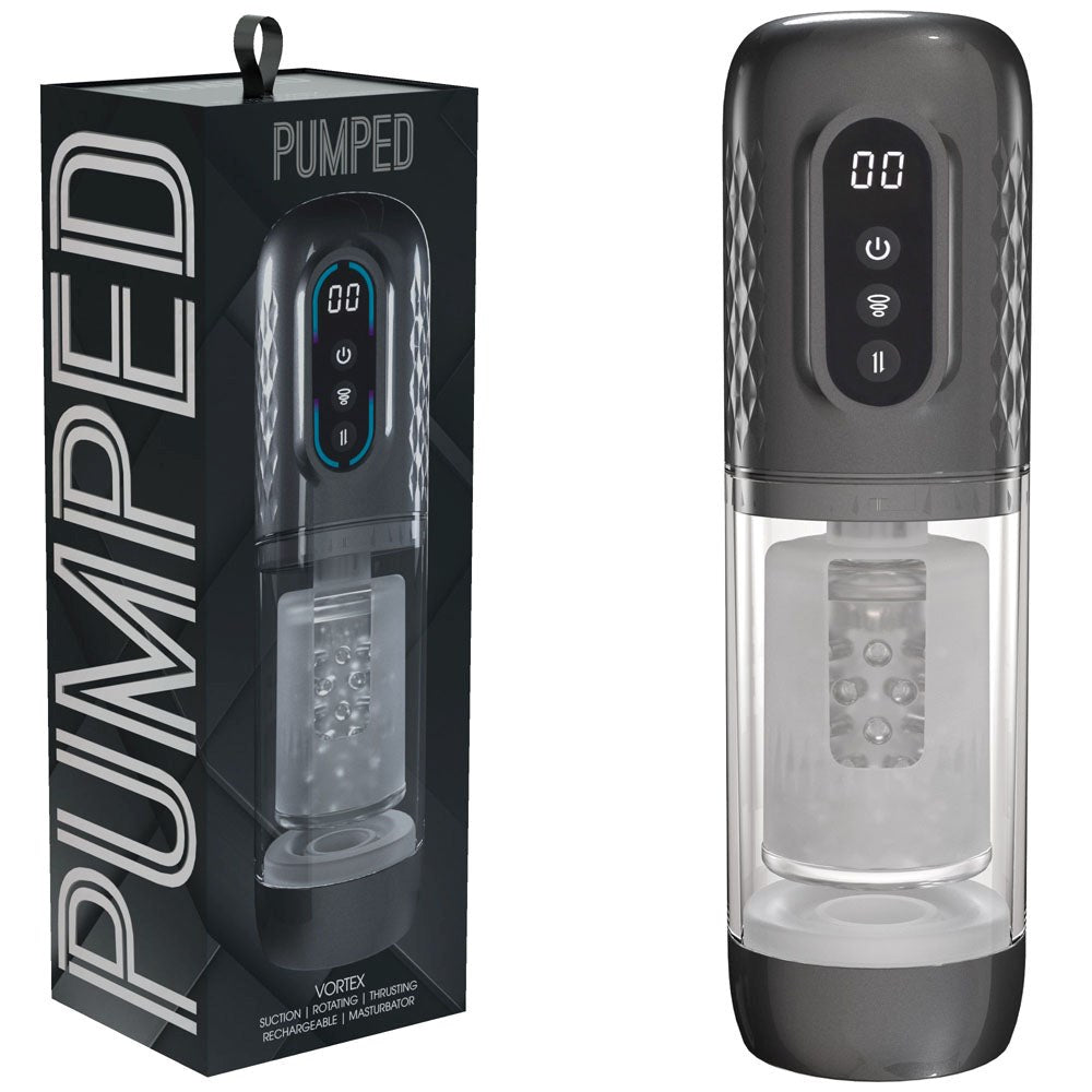 Shots Toys PUMPED SonicPull Vibrating Auto Masturbator - Masturbators and Strokers