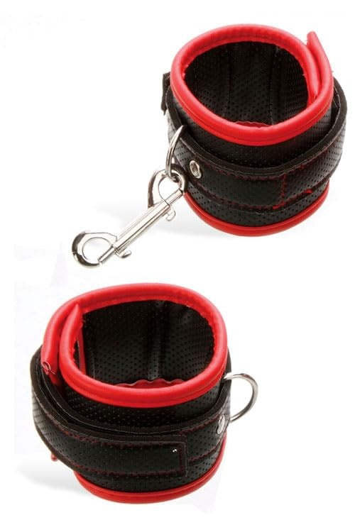 Adam & Eve SCARLET COUTURE BONDAGE CUFFS - Black/Red - Cuffs And Restraints