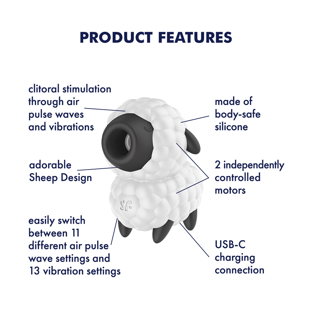 Satisfyer Dreamy Sheep Vibrating Air Pulse Stimulator - Clit Ticklers and Pulsators