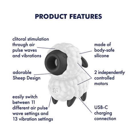 Satisfyer Dreamy Sheep Vibrating Air Pulse Stimulator - Clit Ticklers and Pulsators