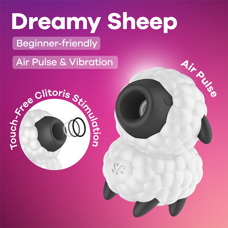 Satisfyer Dreamy Sheep Vibrating Air Pulse Stimulator - Clit Ticklers and Pulsators