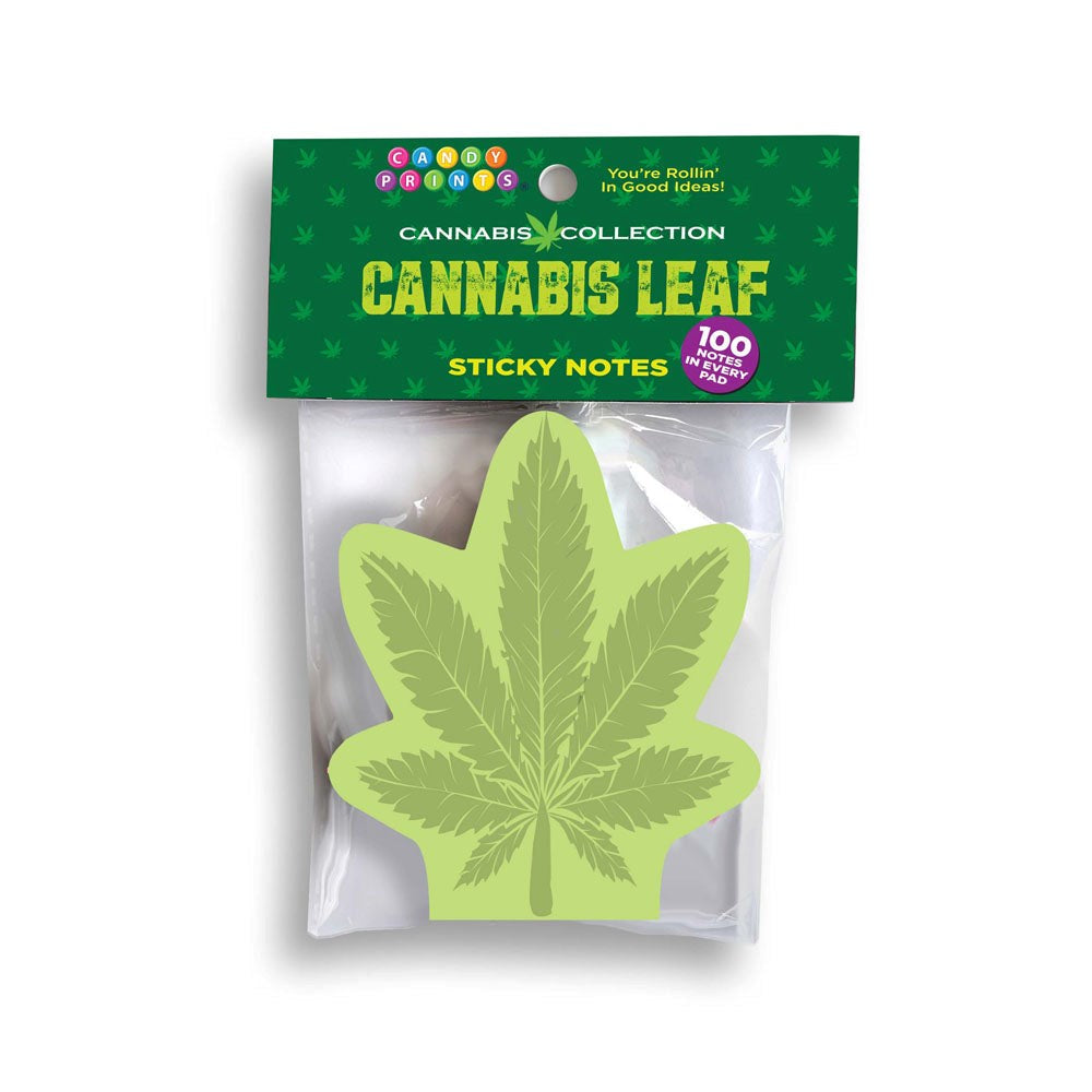 Little Genie Cannabis Leaf Novelty Sticky Notes 100 Pack - Party Gifts and Novelties