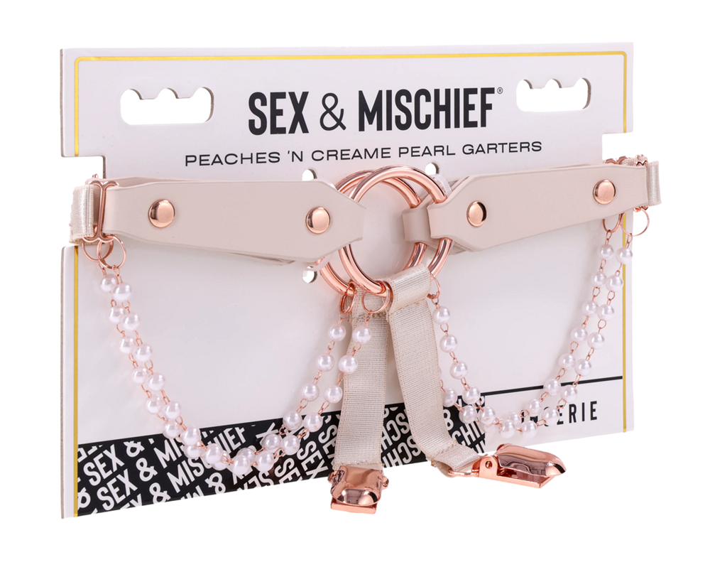 Sportsheets Sex and Mischief Peaches n CreaMe Pearl Garters - - Cuffs And Restraints