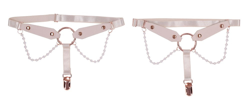 Sportsheets Sex and Mischief Peaches n CreaMe Pearl Garters - Peach - Cuffs And Restraints