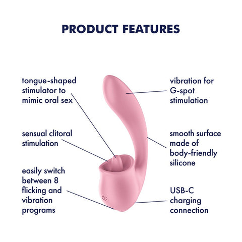 Satisfyer Tongue Genius Vibrator with Clit Stimulator - Clit Ticklers and Pulsators