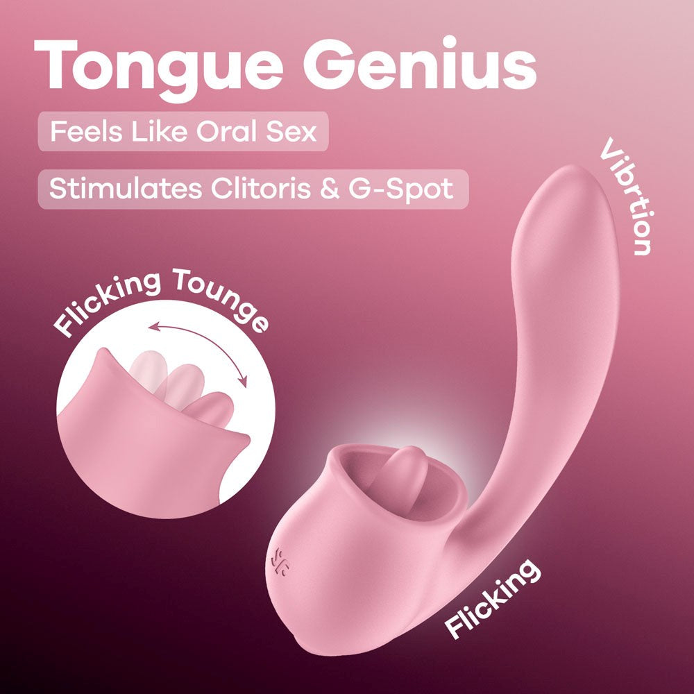 Satisfyer Tongue Genius Vibrator with Clit Stimulator - Clit Ticklers and Pulsators