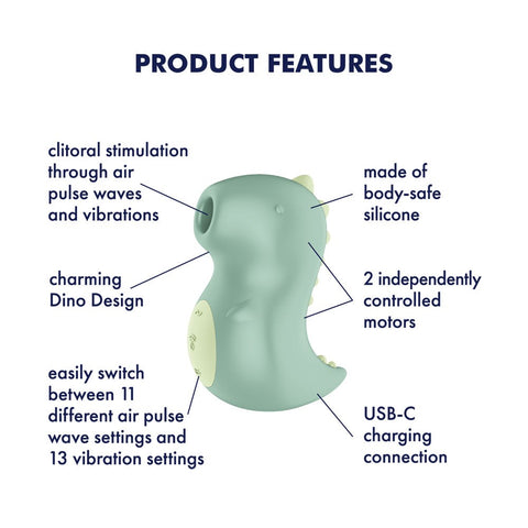 Satisfyer Din-OOOH Rechargeable Air Pulse Clit Stimulator - Clit Ticklers and Pulsators