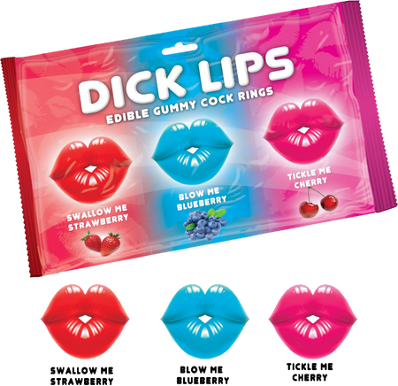 Hott Products Dick Lips Gummy Cock Rings 3 Pack - Default Title - Party Gifts and Novelties