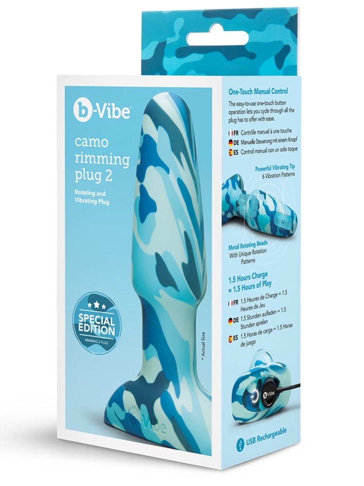 b-Vibe Rimming 2 Rotating and Vibrating Butt Plug Camo - - Butt Plugs