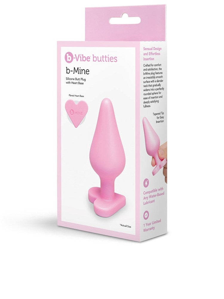 b-Vibe Butties B-Mine Silicone Butt Plug with Heart Base - - Butt Plugs