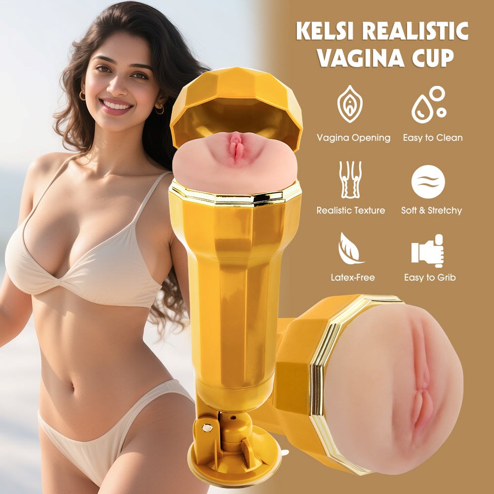 Chisa Kelsi Vibrating Realistic Vagina Cup - Masturbators and Strokers